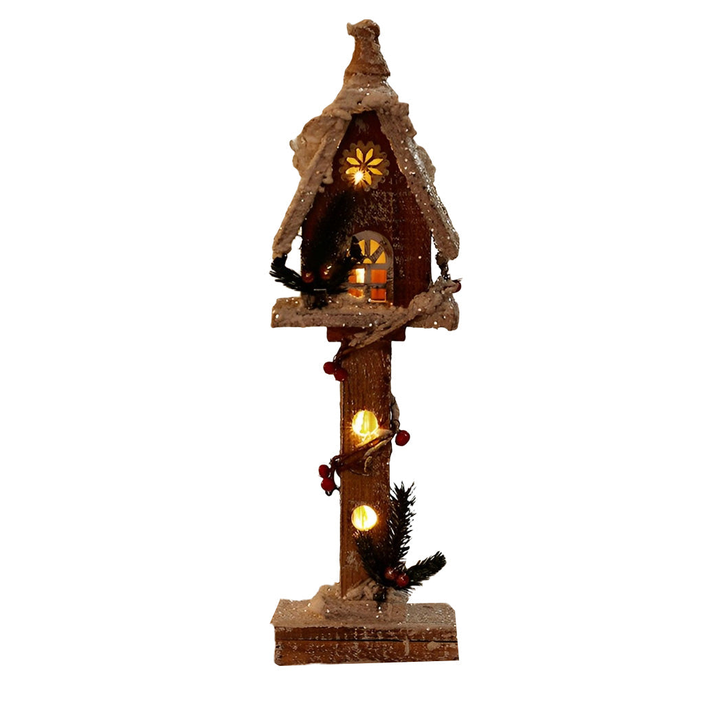 Creative Wooden Christmas Houses Village Ornaments Decoration with Lights