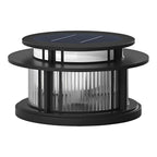 Pillar Solar Light Round Waterproof LED Black Modern Light