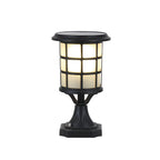 Round Cage Waterproof LED Black Modern Solar Fence Post Lights with Remote