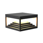Square Steps Creative Waterproof Black Modern Solar Post Caps Lights