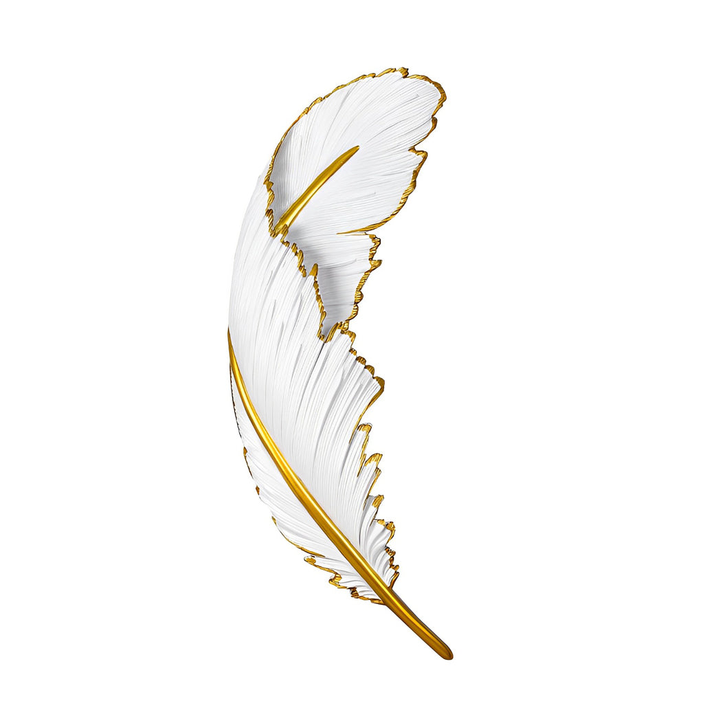 Modern Art Decorative Resin Feather Dimmable White Wall Sconces with LED Strip