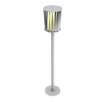 Stainless Steel Outdoor Floor Lamp with Rotating Design and Vertical Slats
