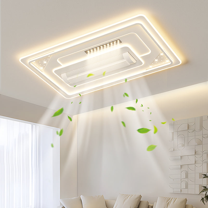 （BF252）BEMFAN 2026 New Bladeless Ceiling Fan with Light, three color dimming, 43-inch*28-inch Modern  Ceiling Fan with Remote Control and Dimmable LED Light, 6-Speed Fan Light, Suitable for Bedroom and Living Room,Applicable Voltage Range: 100-240V