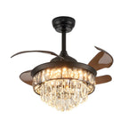 20'' Black Crystal Retractable Blades Ceiling Fan with LED Lights