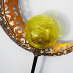 Mystical Moon & Sun Flame Iron Hollow Projector Solar Garden Light
