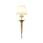 25.98-In H. Gold/Black Copper 1-Light American Wall Sconce with Fabric Shade