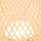 Rustic Portable Woven Bamboo Lantern Table Lamp with Handle