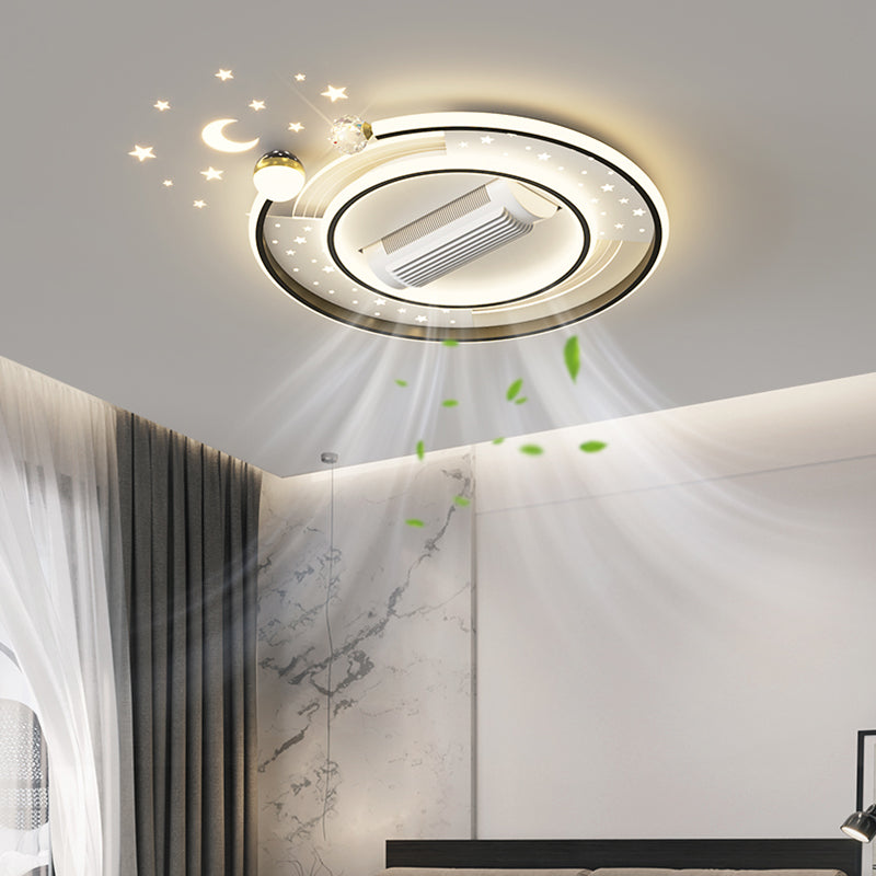 （BF212）BEMFAN 2026 New Bladeless Ceiling Fan with Light, three color dimming, 20-inch Modern Recessed Ceiling Fan with Remote Control and Dimmable LED Light, 6-Speed Fan Light, Suitable for Bedroom and Living Room, Applicable Voltage Range: 100-240V