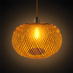Round Creative Handmade Bamboo Rattan Modern Chandelier Pendant Lights