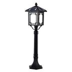 Ancient House Style Solar LED Post Light with 3-Step Dimming Durable Outdoor Lamp