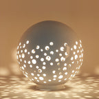 Waterproof Round Metal Hollow White Modern Outdoor Lanterns Lawn Lamp