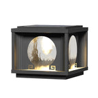 Square Round Waterproof LED Black Solar Lights Outdoor Fence Post Lamp