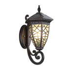 Retro Pattern Waterproof Black American Style Solar Powered Wall Lamp