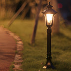Vintage Classic Black LED Outdoor Lawn Post Light with Water Glass Lens