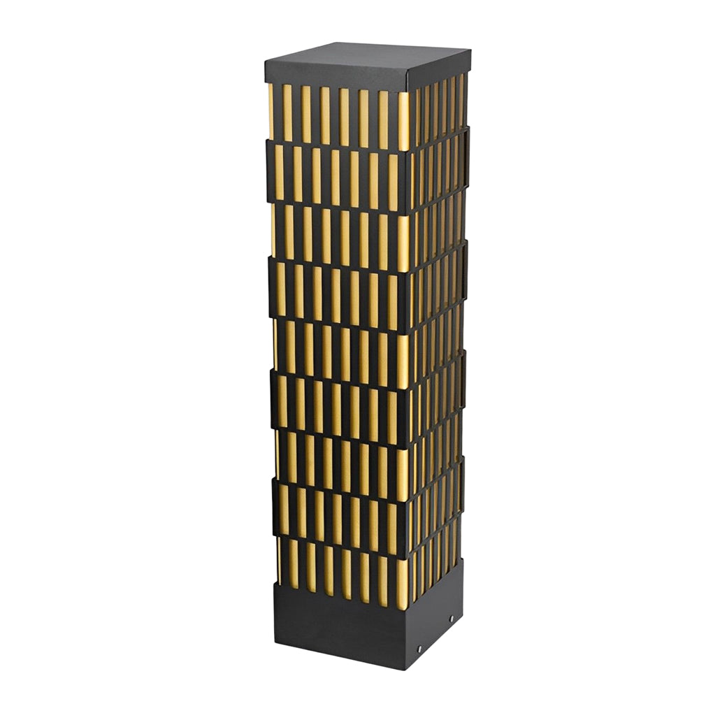 Grid-Designed LED Black Outdoor Lawn Lamp Modern Waterproof Landscape Bollard Lights