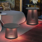 Waterproof Round Iron Cage Table RGB 16 Colors Solar Outdoor Lanterns