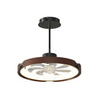 Round Wood LED 3 Step Dimming App Control Modern Bladeless Ceiling Fans