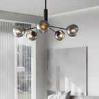 3/5/8-Light Molecule Dimpled Lava Glass Chandelier with Black Metallic Arms