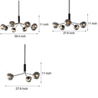 3/5/8-Light Molecule Dimpled Lava Glass Chandelier with Black Metallic Arms
