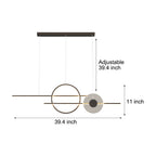 [Open-Box] 39.4'' Dimmable Ring Linear LED Island Chandeliers for Dining Room, Black/White