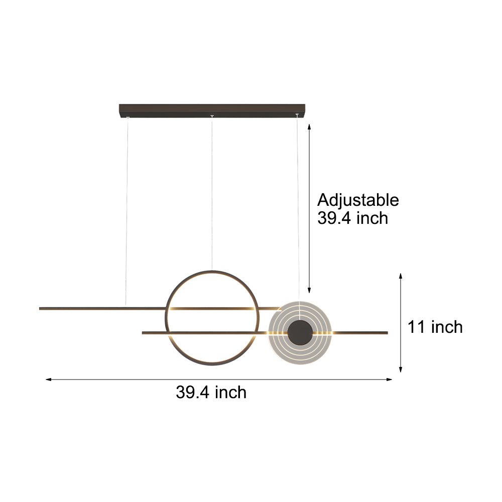 [Open-Box] 39.4'' Dimmable Ring Linear LED Island Chandeliers for Dining Room, Black/White