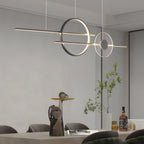 [Open-Box] 39.4'' Dimmable Ring Linear LED Island Chandeliers for Dining Room, Black/White