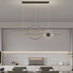 [Open-Box] 39.4'' Dimmable Ring Linear LED Island Chandeliers for Dining Room, Black/White