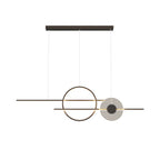 39.4'' Dimmable Ring Linear LED Island Chandeliers for Dining Room, Black/White