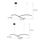 39.4"/47.2" Wide Black/White Wave Linear LED Pendant