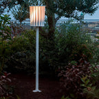 Stainless Steel Outdoor Floor Lamp with Rotating Design and Vertical Slats