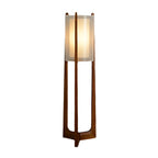 Rustic Japanese-style Wood Standing and Double Shaded LED Floor Lamp