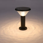 Contemporary Tapered Solar LED Pathway Light Black Cylindrical Outdoor Lighting