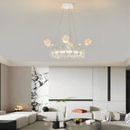 Flower Decor Crowns Crystal Glass Three Step Dimming Nordic Chandelier