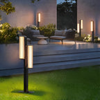 Back-to-Back Dual Cylinder LED Pathway Lights Black Waterproof Outdoor Lamp