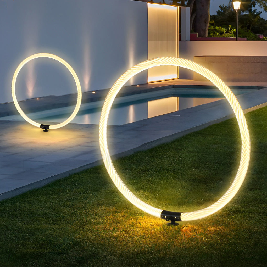 Sleek Ring LED Lawn Lamp Modern Waterproof Landscape Lighting