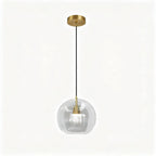 Creative Double Layer Glass Lampshade Electroplated Brass Chandelier