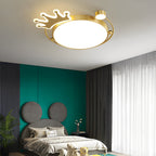 Round Cartoon Crowns Three Step Dimming Copper Modern Ceiling Light Fixture
