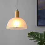 Glass Flower Wood Creative Ins Led Nordic Pendant Lights Hanging Lamp