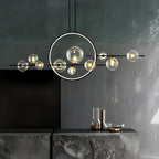 Moon Glass Bubbles LED Black Postmodern Dining Room Chandeliers