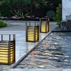 Black Industrial LED Outdoor Pathway Lantern - Building-Inspired Cuboid Design