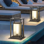 Intelligent Lighting Square Black Solar Lawn Lights with Ribbed Glass Pathway Lights