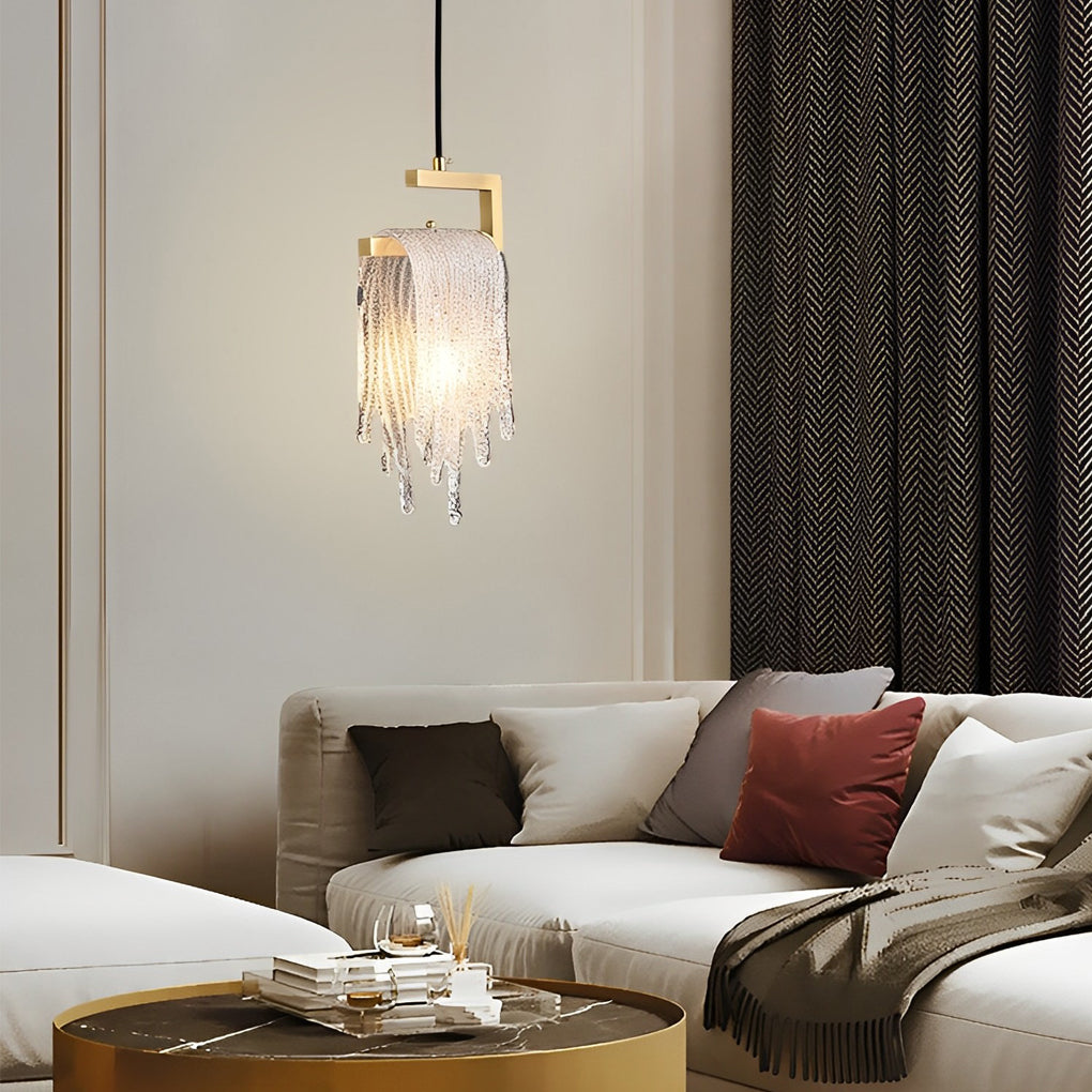 [Open-Box]Creative Handmade Glass LED Button Switch Copper Modern Pendant Lights