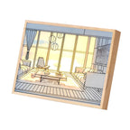 Wood Frame Ins Touch Control Dimmable LED Sunshine Painting Night Light
