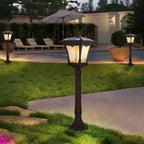 Ornate Top Vintage Solar LED Lawn Lamp in Elegant Coffee Gold Finish