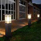 Modern Solar LED Bollard Lights with Ancient Asian Style Top Waterproof Outdoor Light