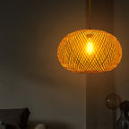 Round Creative Handmade Bamboo Rattan Modern Chandelier Pendant Lights