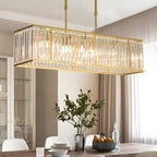 4-Light Dimmable Kitchen Island Crystal Rectangle Chandelier