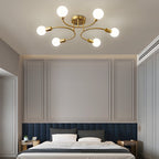 4/6/8-Light Curved Arms White Shade Modern Ceiling Light Fixture