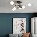 4/6/8-Light Modern Sputnik Globe Semi-Flush Mount Light with White Glass Shade