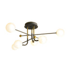 4/6/8-Light Modern Sputnik Globe Semi-Flush Mount Light with White Glass Shade